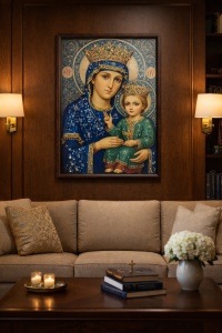 Tablou Maica Domnului cu Pruncul Iisus Hristos cu Pietricele 60x40cm