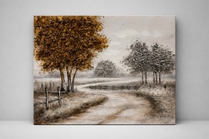Tablou Reliefat 3D Pictat cu Peisaj Forestier 80x80cm- "Calyx"