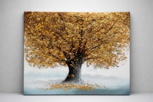 Tablou Reliefat 3D Pictat cu Pomul Vietii 60x60cm - "Pavonar"