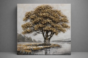 Tablou Reliefat 3D Pictat cu Pomul Vietii 80x80cm - "Fayron"