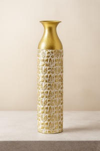 Vază decorativă metal - „Aur Floral”