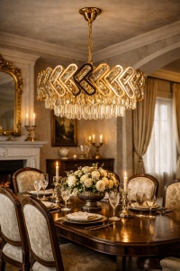 Candelabru Auriu Cristal 10 Becuri - "Narello"