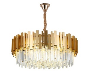 Candelabru auriu cu cristale, design modern și elegant pentru living