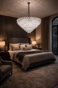 Lustra premium cu cristale, ideala pentru sufragerie eleganta