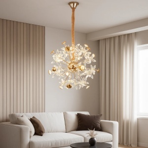 Candelabru Modern Auriu 18 becuri Design Floral - "Oridelis"