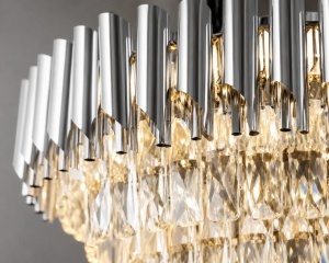 Candelabru Modern Cristale și Finisaj Argintiu - "Ravendris" - Img 3