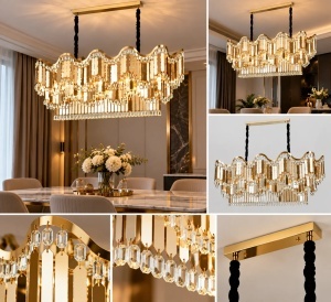 Candelabru Suspendat cu Accente Aurii și Design în Cascadă - "Sorestan" - Img 4