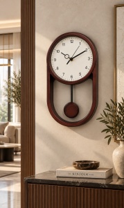 Ceas De Perete Silențios Cu Pendul Și Design Clasic Elegant - "Norvello" - Img 2