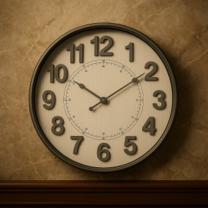 Ceas decorativ gri minimalist cu accente vintage