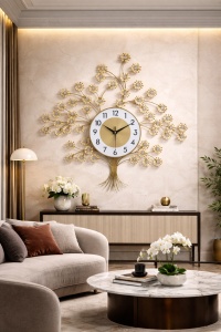 Ceas metalic de perete cu design arbore
