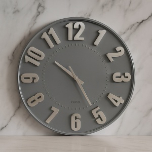 Ceas rotund gri mat modern cu design simplu