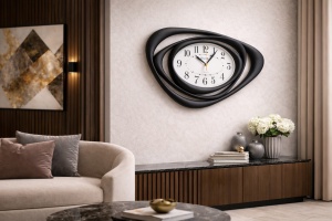 Ceas de perete modern design abstract cu cadru negru decorativ
