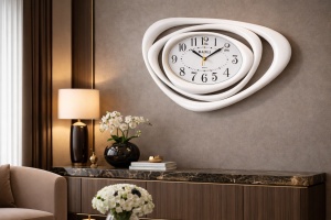 Ceas de perete modern design abstract cadru alb decorativ