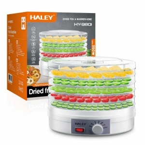 Deshidrator Fructe și Legume HALEY HY-9801 – 350W, 5 Tăvi, Control Temperatură 35–70°C