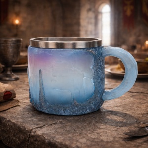 Cana decorativa cu efect gheata design fantasy albastru
