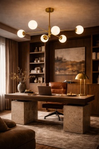 Lustră modernă aurie cu globuri opal suspendate, design minimalist pentru iluminat elegant în living sau dining
