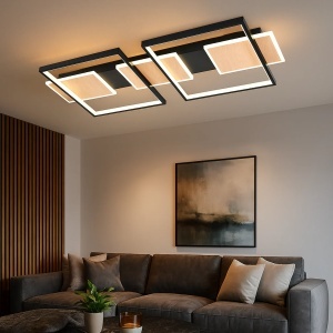 Lustra LED Design Elegant cu Imitație Lemn - "Zerium"