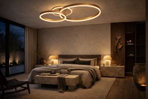 Plafonieră cu inele luminoase pentru iluminat interior