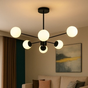 Lustra LED Moderna Neagra cu 6 Brațe - "Terenai"