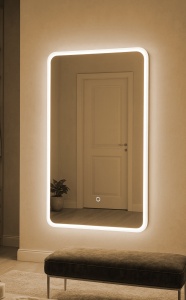 oglindă modernă de perete cu LED și 3 nuanțe de lumină