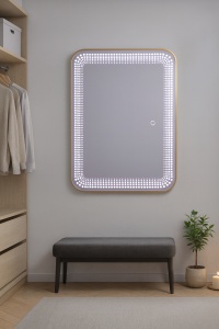 oglinda LED dreptunghiulara cu rama din aluminiu si lumina reglabila rece calda neutra