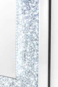 Oglindă LED cu buton touch și insertii de strass , ramă de sticlă