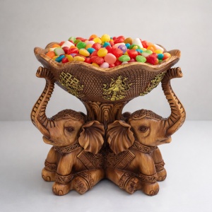 Statueta Elefanti cu Suport - "Elephoria Duo"