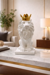 Statueta leu cu coroana decor interior stil regal