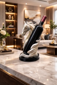 Suport vin decorativ cu cap de cal elegant