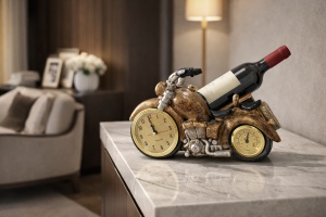 Suport de vin motocicletă cu ceas si termometru