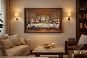 Tablou Cina cea de Taina cu Pietricele 70x50cm