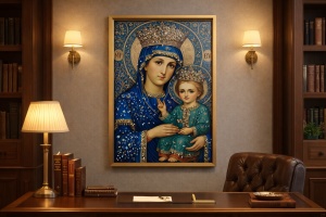 Tablou Maica Domnului cu Pruncul Iisus Hristos cu Pietricele 60x40cm