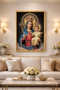 Tablou Maica Domnului cu Pruncul Iisus Hristos cu Pietricele 60x40cm
