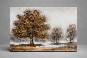 Tablou Reliefat 3D Pictat cu Peisaj Forestier 90x60cm - "Dorer"