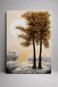 Tablou Reliefat 3D Pictat cu Peisaj Forestier 90x60cm - "Thalor"