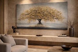 Tablou Reliefat 3D Pictat cu Pomul Vietii 120x60cm - "Novera" - Img 3
