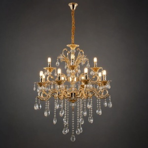Candelabru Clasic cu Cristale 8 Brațe Finisaj Auriu Lucios - Img 2