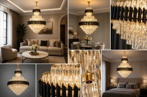 Candelabru Elegant cu Finisaj Negru si Cristale - "Naverion" - Img 2