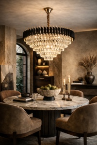 Candelabru Elegant Negru cu Cristale - "Marvyn"