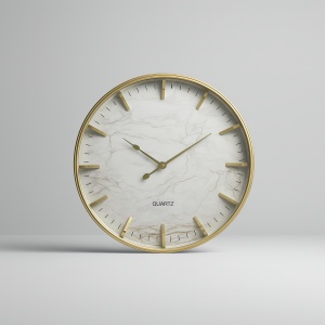 Ceas decorativ alb stil minimalist cu accente aurii