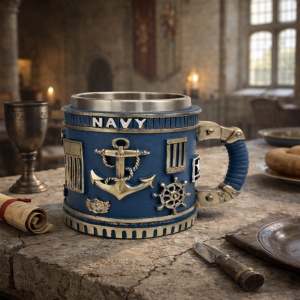 Halba bere decorativa Navy cu ancora cana tematica marina