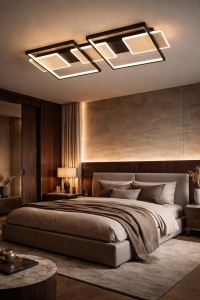 Lustra LED Design Elegant cu Imitație Lemn - "Zerium" - Img 2