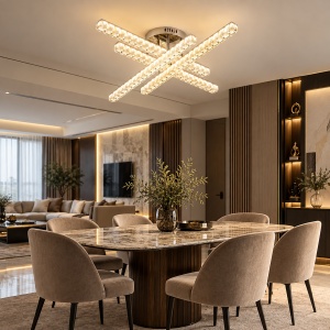 Lustra LED Design Pătrat Modern cu Lumină Reglabilă și Telecomandă