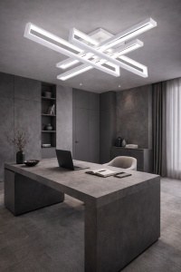 Lustra LED moderna geometrica alba cu bare design minimalist pentru living