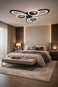 Lustra LED cu inele luminoase stil modern