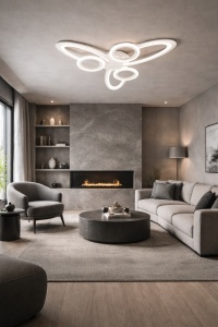 Lustra LED cu inele luminoase stil modern