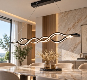 Lustră LED Suspendată cu Design Modern și Forme Ondulate - "Pendrion"