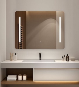 oglindă LED dreptunghiulară cu setare a modului de lumină și trei tipuri de iluminare – rece, caldă și neutră