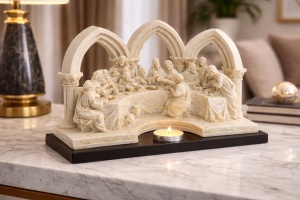 Statuetă decorativă Cina cea de Taină cu Iisus și apostolii, ornament religios pentru interior