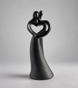 Statuetă Decorativă Cuplu cu Inimă Design Abstract - "Deviro"